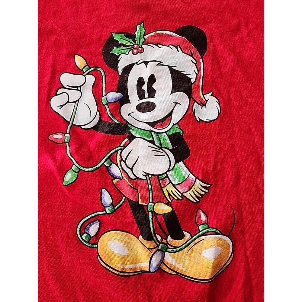 MEN'S SZ XL DISNEY MICKEY MOUSE CHRISTMAS GARLAND LIGHTS LARGE PRINT